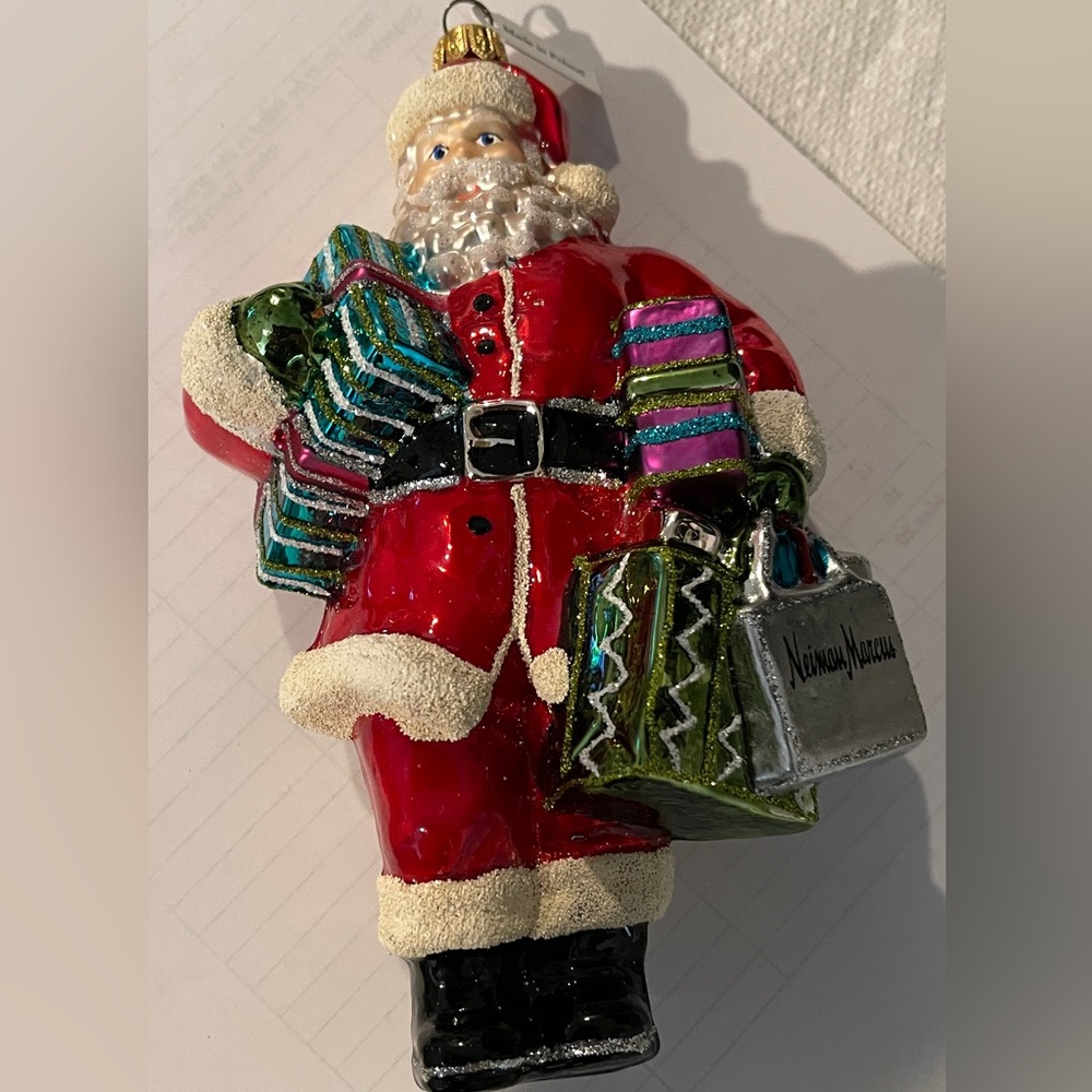 Neiman Marcus Santa Claus with presents 2017 Ornament - Red, Green and Cream - Picture 8 of 8